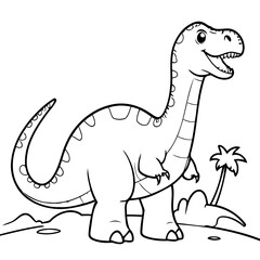 Simple vector illustration of Dino drawing for children page