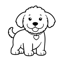 Fototapeta premium Vector illustration of a cute Labradoodle drawing for kids colouring activity