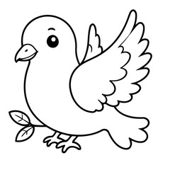 Cute vector illustration dove doodle for toddlers colouring page