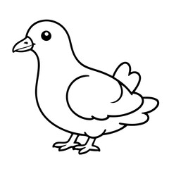 Vector illustration of a cute pigeon doodle for children worksheet