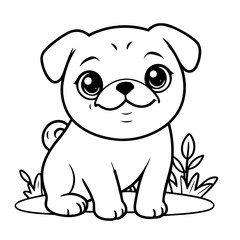 Cute vector illustration Pug for children colouring activity