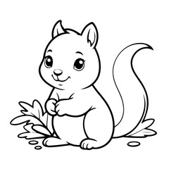 Cute vector illustration squirrel colouring page for kids