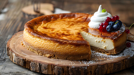 Decadent basque cheesecake. Generative by AI