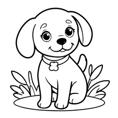 Vector illustration of a cute Beagle drawing for children page
