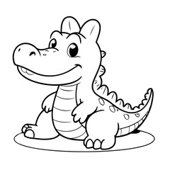 Simple vector illustration of crocodile for kids coloring page