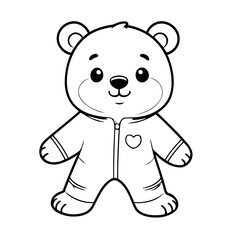 Cute vector illustration bear for toddlers colouring page