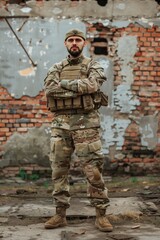 Obraz premium Soldier in camouflage uniform