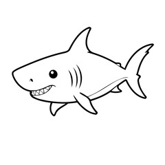 Cute vector illustration Shark doodle for toddlers coloring activity