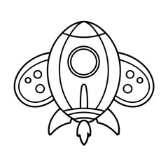 Vector illustration of a cute Spaceship drawing for toddlers coloring activity