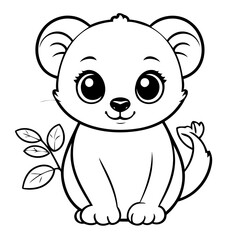 Cute vector illustration lemur for toddlers colouring page