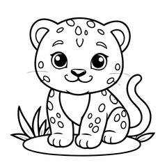 Vector illustration of a cute jaguar drawing for toddlers book