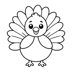 Cute vector illustration Turkey doodle for kids colouring page