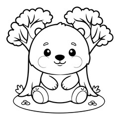 Cute vector illustration Bear for kids colouring page