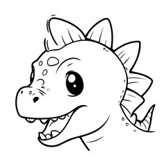 Simple vector illustration of Dino for kids colouring worksheet