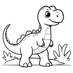 Simple vector illustration of Dino drawing for kids page
