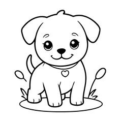 Simple vector illustration of Puppy drawing for toddlers book