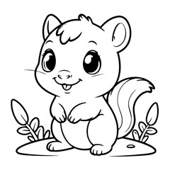Simple vector illustration of Chipmunk for children colouring activity