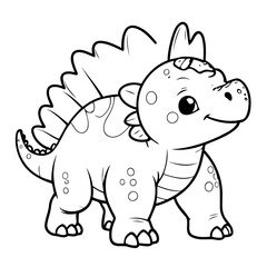 Cute vector illustration Dino drawing for toddlers colouring page