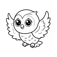 Simple vector illustration of Owl drawing for kids colouring page