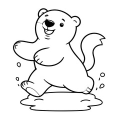 Simple vector illustration of Polarbear drawing colouring activity