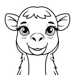 Vector illustration of a cute Camel drawing for kids colouring activity