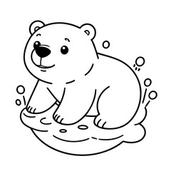 Vector illustration of a cute Polarbear drawing colouring activity