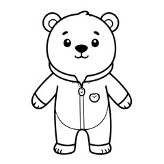 Cute vector illustration bear hand drawn for kids page