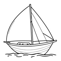 Simple vector illustration of SailBoat drawing for toddlers coloring activity