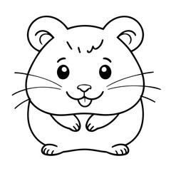 Cute vector illustration Hamster for kids colouring page
