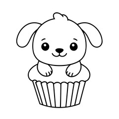 Simple vector illustration of Puppy drawing for children page