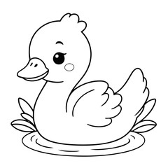 Cute vector illustration Swan drawing colouring activity
