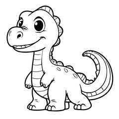 Cute vector illustration Dino doodle for kids colouring page