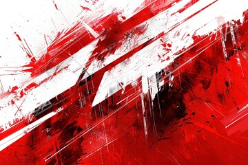 Red and white brush strokes forming an arrow, digital art style, high resolution, with white background. The red paint creates sharp angles and highlights the design of the arrow