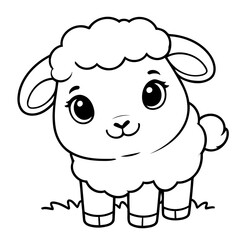 Vector illustration of a cute Sheep doodle for children worksheet