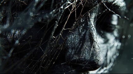 Close up of a black horse's face. Ideal for animal lovers and equestrian enthusiasts