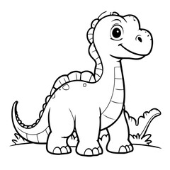 Simple vector illustration of Dino drawing for toddlers book
