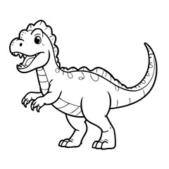 Vector illustration of a cute Dino doodle for kids colouring page