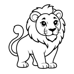 Simple vector illustration of Lion hand drawn for kids page