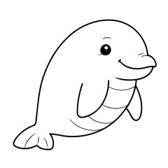 Cute vector illustration Beluga doodle colouring activity for kids