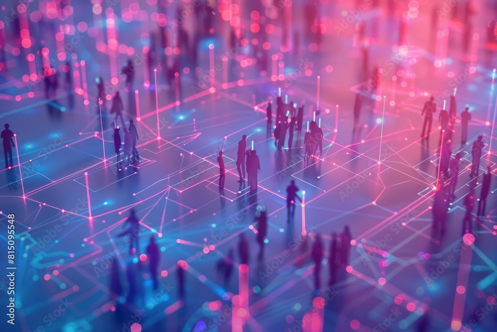 Aufkleber a group of people standing on top of a network. suitable for technology concepts