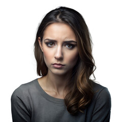 Fototapeta premium Portrait of a Young Woman With Long Hair Against a Transparent Background