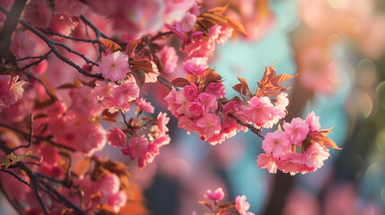 Obraz premium Close Up of Pink Blossoms on a Tree