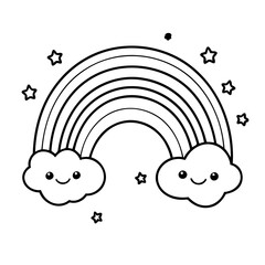 Cute vector illustration Rainbow drawing for kids page