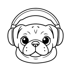 Vector illustration of a cute Pug doodle colouring activity for kids