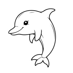 Cute vector illustration Dolphin doodle for kids coloring worksheet