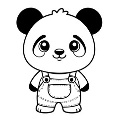 Simple vector illustration of Panda outline for colouring page