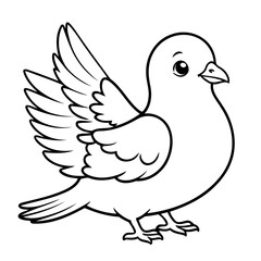 Simple vector illustration of pigeon drawing for kids colouring page