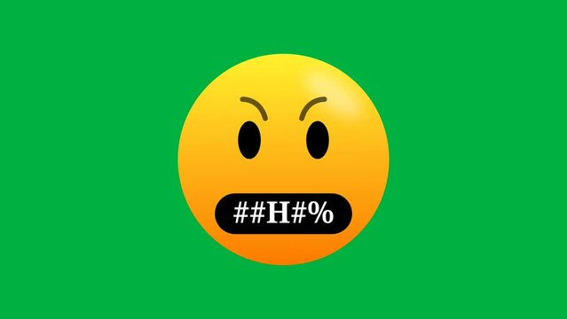 seamless animation of swearing word and obscene language emoji isolated on green screen