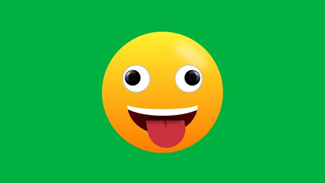 normal facial expression to zany and funny expression animation isolated on green screen