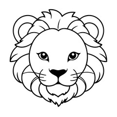 Vector illustration of a cute Lion drawing for kids colouring page